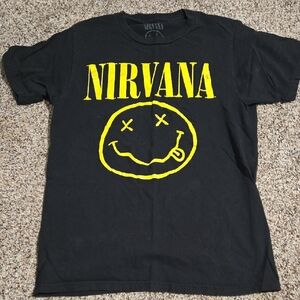 NIRVANA Black Tee with Yellow Graphic